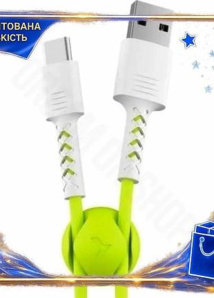 Dm кабель usb type-c специфікація 2.2 1 м lime pixus soft 2.1a для синхронізації зарядки зелений кабел spe|lz