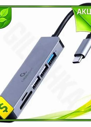 Ve хаб usb cablexpert 6-в-1 new version сірий type-c адаптер hdmi 4k кардрідер для ноутбука пк usb ада n6w_ver