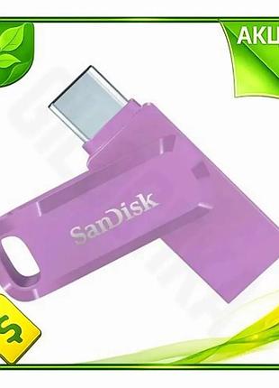 Ve флеш накопитель usb 256гб new version sandisk ultra dual lavender type-c usb 3.2 скорость до 400мб/ n6w_ver