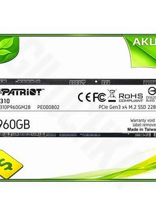 Ve твердотільний накопичувач ssd patriot new version 960 гб m.2 2280 pcie 3.0 x4 для пк ноутбука швидк n6w_ver