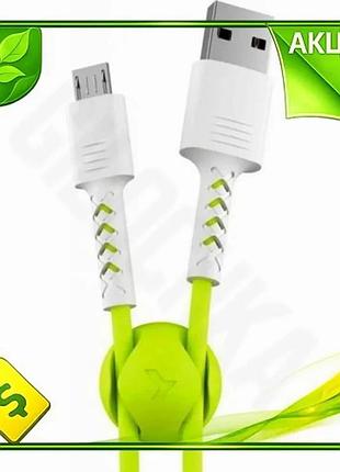 Ve кабель usb 2.0 am new version microusb 1 м lime pixus soft 2.1a для зарядки та синхронізації зелено n6w_ver