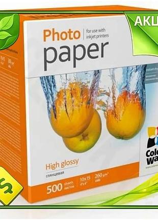 Ve фотопапір colorway глянсовий a6 new version 260 г/м2 500 арк для друку фотографій зображень назва n6w_ver