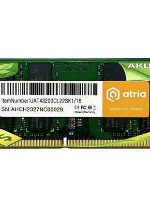 Ve пам'ять so-dimm ddr4 16gb new version 3200 mhz atria для ноутбука оперативна пам'ять для комп'ютера n6w_ver