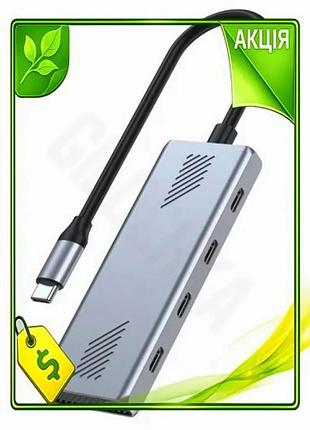 Ve хаб usb gembird 4xtype-c new version 3.2 серый алюминиевый адаптер для ноутбука и пк разветвитель t n6w_ver