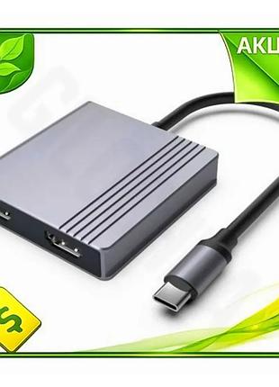 Ve хаб usb gembird type-c new version 3.2 сірий 1xtype-c 85вт 2xhdmi 4k 30гц для ноутбука комп'ютера n6w_ver