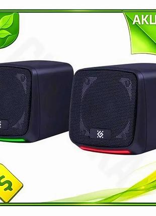 Ve акустична система 2.0 defender new version 6 вт чорна з led підсвічуванням для комп'ютера та ноутбу n6w_ver