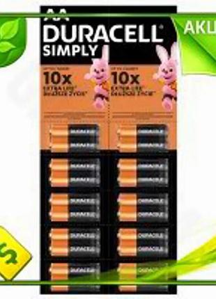 Ve батарейка aa 1.5v щелочная new version duracell simply 20 шт для бытовых приборов электрические бат n6w_ver