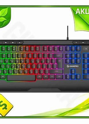Ve клавиатура gamepro мембранная usb new version с led игровой подсветкой 104 клавиши черная для компь n6w_ver