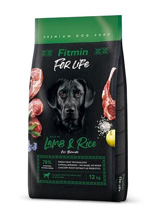 Fitmin dog for life lamb & rice (для взрослых собак всех пород ягненок с рисом), 12 кг, 511114060, в наличии