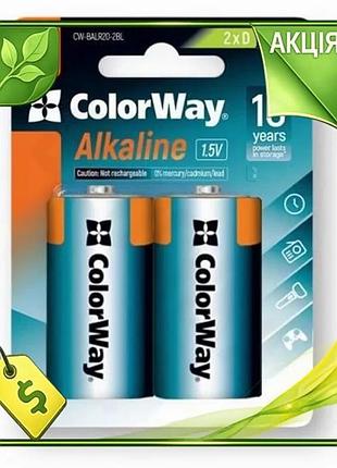 Ve батарейка d 1.5v colorway new version щелочная 2 шт lr20 для игрушек и электроники питания батарейк n6w_ver