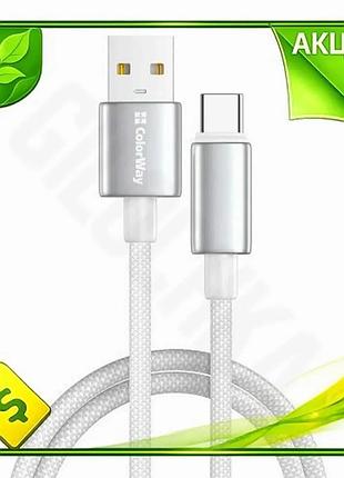 Ve кабель usb type-c 1 new version м colorway білий для зарядки 3a нейлоновий синхронізації провід для n6w_ver