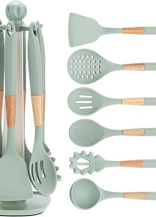 Набор кухонных принадлежностей 7 в 1 kitchen set silicone at-d3k, с подставкой