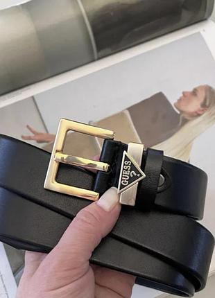 Пояс для жінки guess жіночий пасок 120х3.5 см від гесс шкіряний ремінь з класичною пряжкою для дівчини