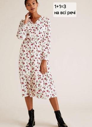 Медное платье в горох с ярусом по низу marks &amp; spencer размер м