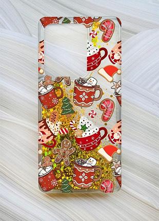 Чохол з плаваючими золотими блискітками на xiaomi redmi note 13 pro 4g різдво (принт 428)