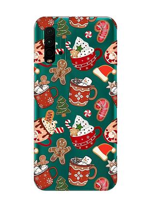 Прозорий чохол на xiaomi redmi 9t різдво (принт 428)