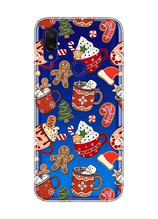 Прозрачный чехол на xiaomi redmi 7 рождество (принт 428)