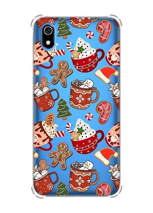 Чехол с утолщенными углами на xiaomi redmi 7a рождество (принт 428)