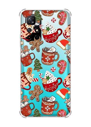 Чохол з потовщеними кутами на xiaomi redmi note 11 4g різдво (принт 428)