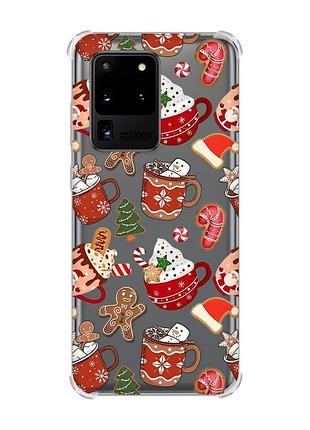 Чохол з потовщеними кутами на samsung galaxy s20 ultra різдво (принт 428)