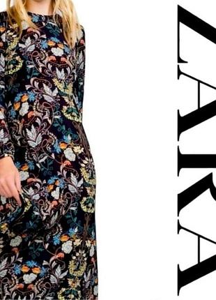 Чорна сукня плаття zara з квітковим принтом