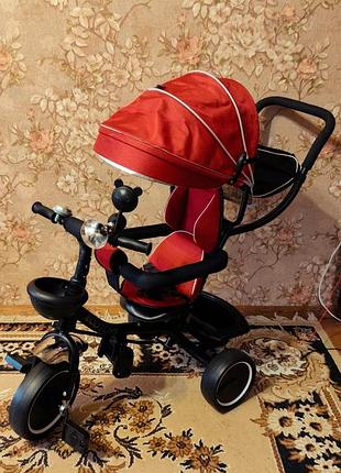 Триколісний дитячий велосипед ecotoys 61512 з батьківською ручкою