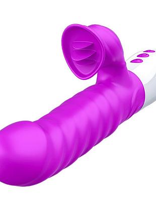 Вибратор для двойной стимуляции silicon, vibrator 7 function and heating mode, purple sexstyle 4