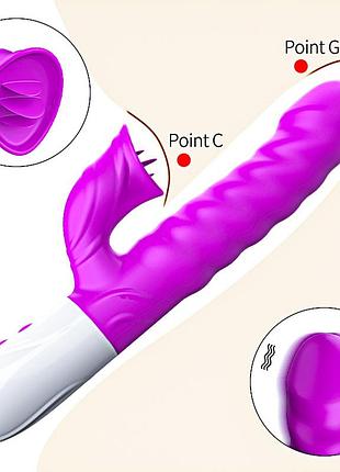 Вибратор для двойной стимуляции silicon, vibrator 7 function and heating mode, purple sexstyle 5