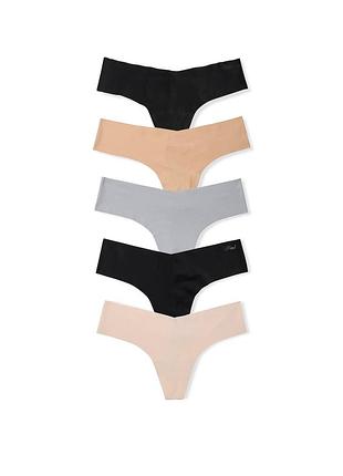 Набір 5 шт безшовні трусики стринг танга базові кольори victoria's secret pink qd726