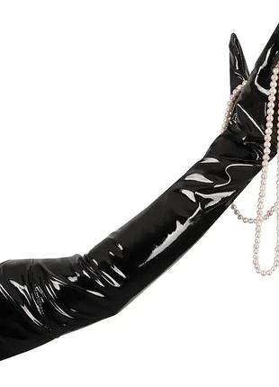 Перчатки черные лаковые (длинные) sexstyle 4