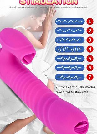 Вібратор - silicone vibrator usb 7 function and thrusting function / heating purple sexstyle 5