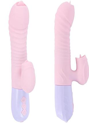 Вібратор - silicone vibrator usb 7 function and thrusting function / heating pink sexstyle 7