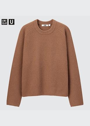 Жіночий светр uniqlo u premium 100% вовна ягняти (lambswool), вільний крій, s–m