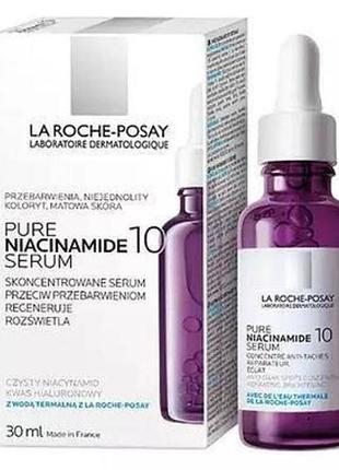 Концентрированная сыворотка для регенерации и осветления кожи la roche-posay pure niacinamide 10 30ml