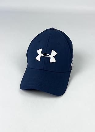 Кепка бейсболка under armour men's blitzing ii stretch fit cap оригінал чоловіча темно синя з великим логотипом розмір l / xl