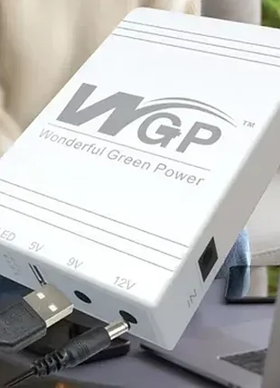 Джерело безперебійного живлення (дбж) повербанк для роутера wgp mini ups usb, dc (5v+9v+12v) 10400mah білий (x05/5469)