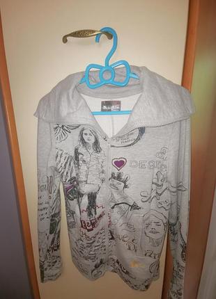 Крута зіпка кофта з коміром трансформером desigual, xs-s