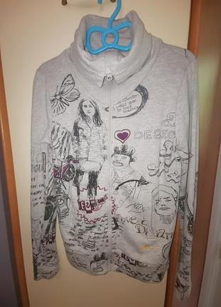 Крутая зепка кофта с воротником трансформером desigual, xs-s