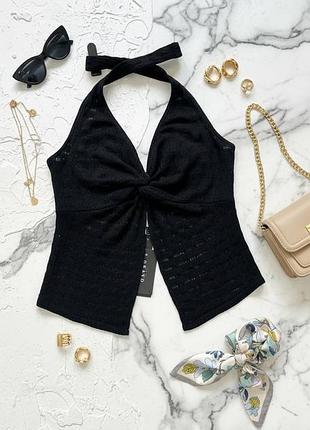 Топ prettylittlething чорний на зав’язках розмір eur 42 – новий