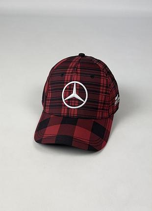 Кепка бейсболка mercedes-amg petronas f1 lewis hamilton 2021 canada gp special edition cap колекційна червона чорна у клітинку розмір os