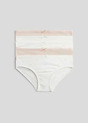 6-8 р 122-128 см h&amp;m новые фирменные разноцветные 5 пар трусы трусики слипы плавки брифы девочке сердечка