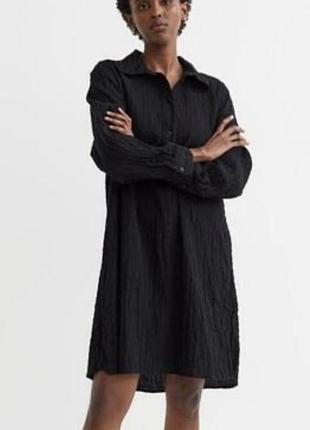 Чорна муслінова сукня-сорочка h&m