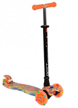 Самокат maxi "best scooter" пластмассовый, 4 колеса pu, свет, трубка руля алюминиевая, d=12 см, в коробке (а