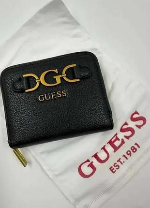 Портмоне женский портмоне 12.5х9х3 см на молнии кожаный кошелек guess для девушки кошелек от гесс для женщины черный