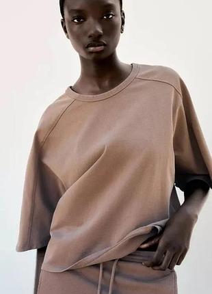 Жіноча щільна базова футболка з вареним ефектом zara розмір м