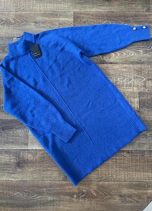 River island нова в’язана сукня m/l вовна синя кобальт оверсайз