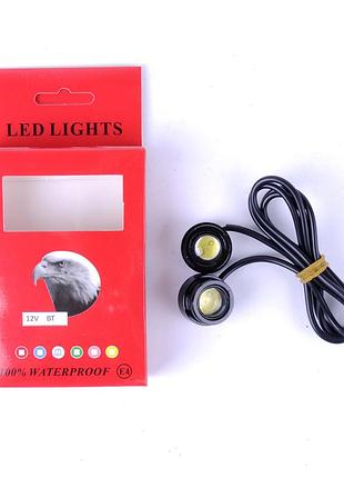 Drl орлине глаз на скотче led d=20мм 1.5w 12v btбелые (качественный диод с линзой ) (2531) (2шт/уп.)