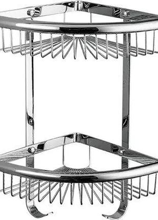 Полиця кутова frap f352-1, 2-х ярусна, 240х320 мм, нержавіюча сталь, хром