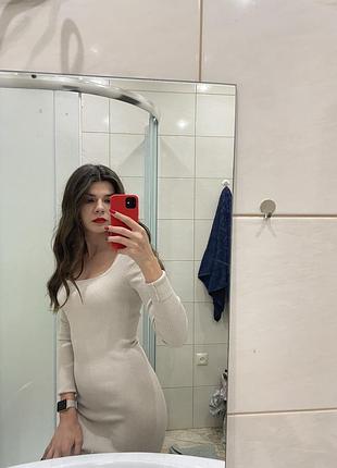 Сукня тепла зимова бежева m віскоза