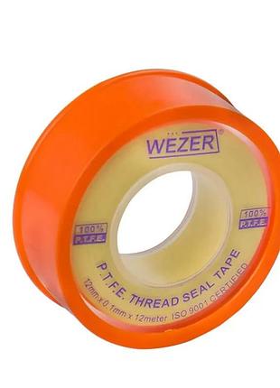 Фум лента wezer ptfe 12x0,1 мм 12 м, желтый